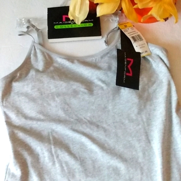 MAIDENFORM SHAPING CAMISOLE HEATHER GRAY SHELF BRA TANK SIZE MEDIUM NWT - Picture 3 of 12